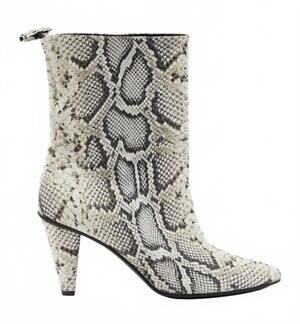 NEW LONGCHAMP women's python print leather ankle boots in multi